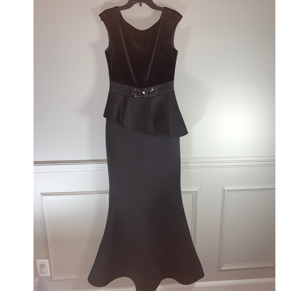 Eliza J mermaid peplum black formal prom dress
